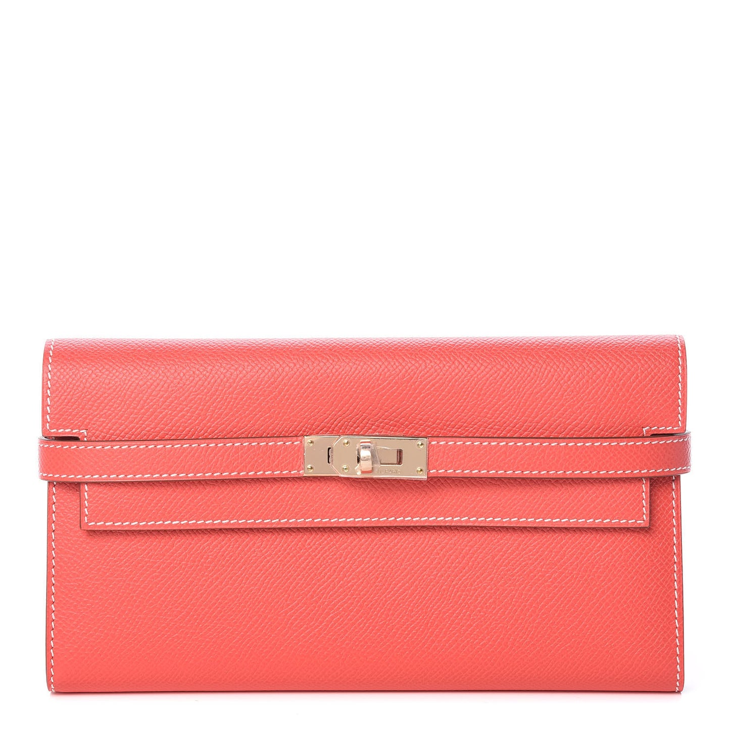 Epsom Kelly Longue Wallet Rose Jaipur Gold