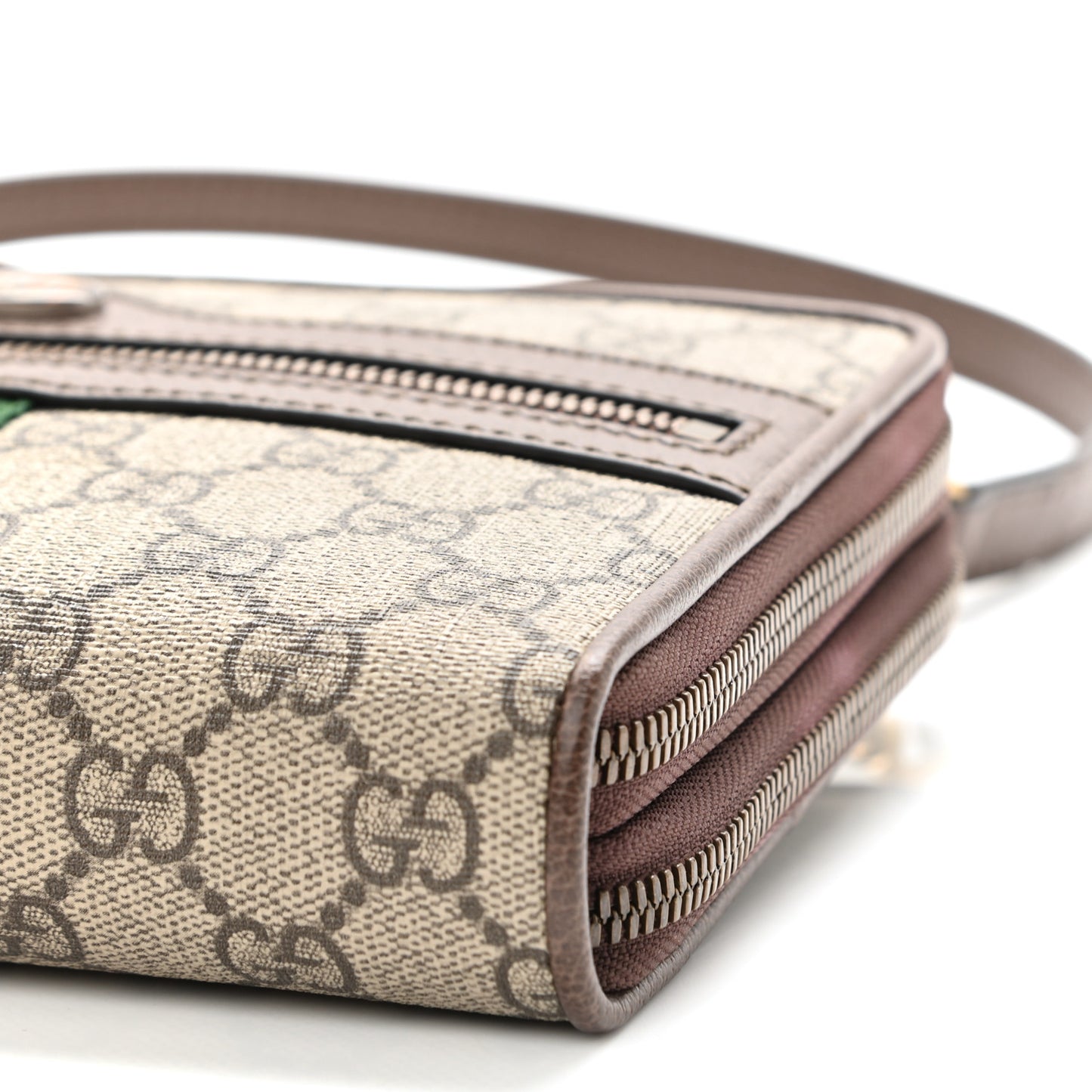 GG Supreme Monogram Web Ophidia Double Zip Shoulder Bag Beige New Acero
