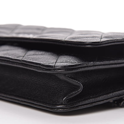Chanel Crumpled Calfskin Quilted Wallet On Chain WOC So Black 7 of 14