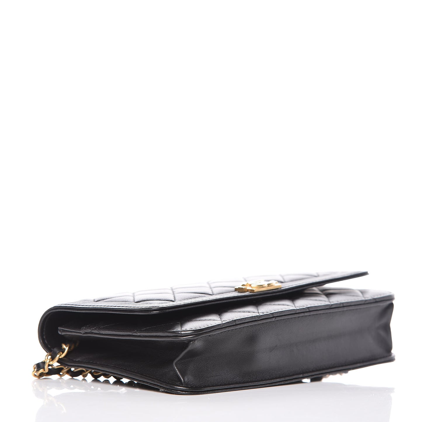 Lambskin Quilted Boy Wallet On Chain WOC Black