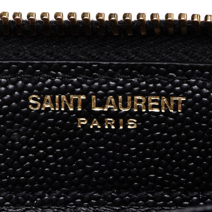 Saint Laurent Grain De Poudre Matelasse Chevron Monogram Zip Around Wallet Black 6 of 6