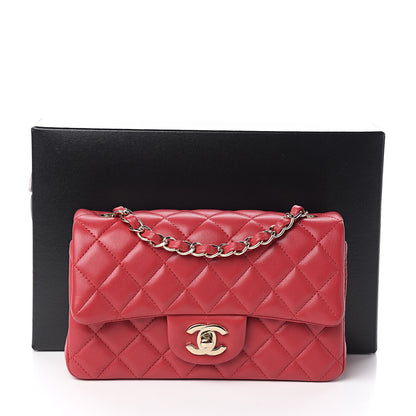 Chanel Lambskin Quilted Mini Rectangular Flap Dark Pink 10 of 10