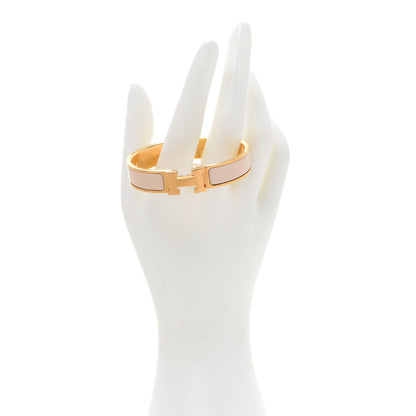 Hermes Enamel Narrow Clic Clac H Bracelet PM Beige Nacre 2 of 6