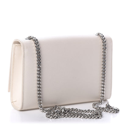 Saint Laurent Grain De Poudre Small Monogram Kate Satchel Optical White 3 of 8