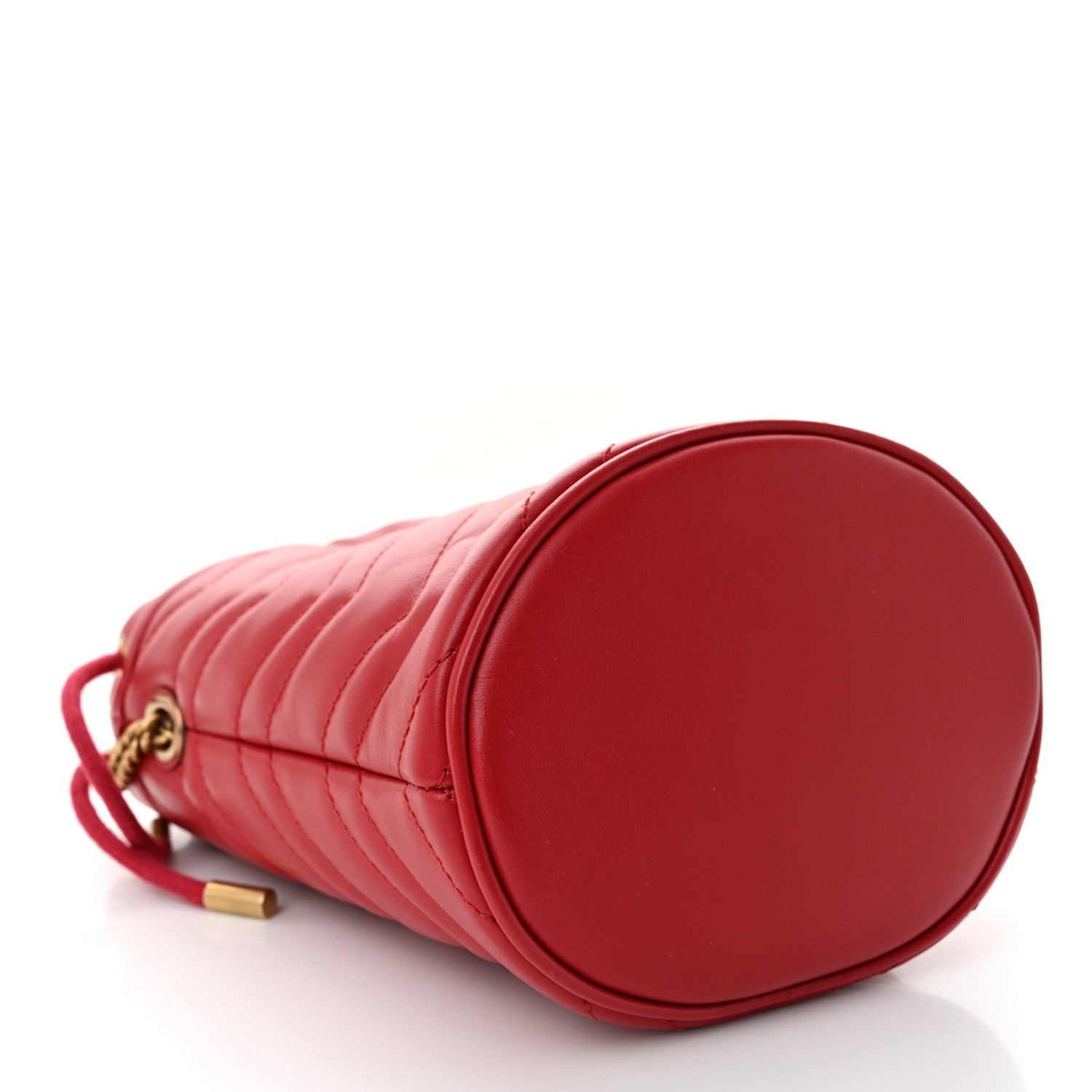 Gucci Calfskin Matelasse Mini GG Marmont 2.0 Bucket Bag Hibiscus Red 4 of 10