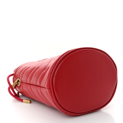 Gucci Calfskin Matelasse Mini GG Marmont 2.0 Bucket Bag Hibiscus Red 4 of 10