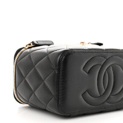 Chanel Lambskin Quilted Metal Small Top Handle Vanity Case With Chain Black 9 of 10