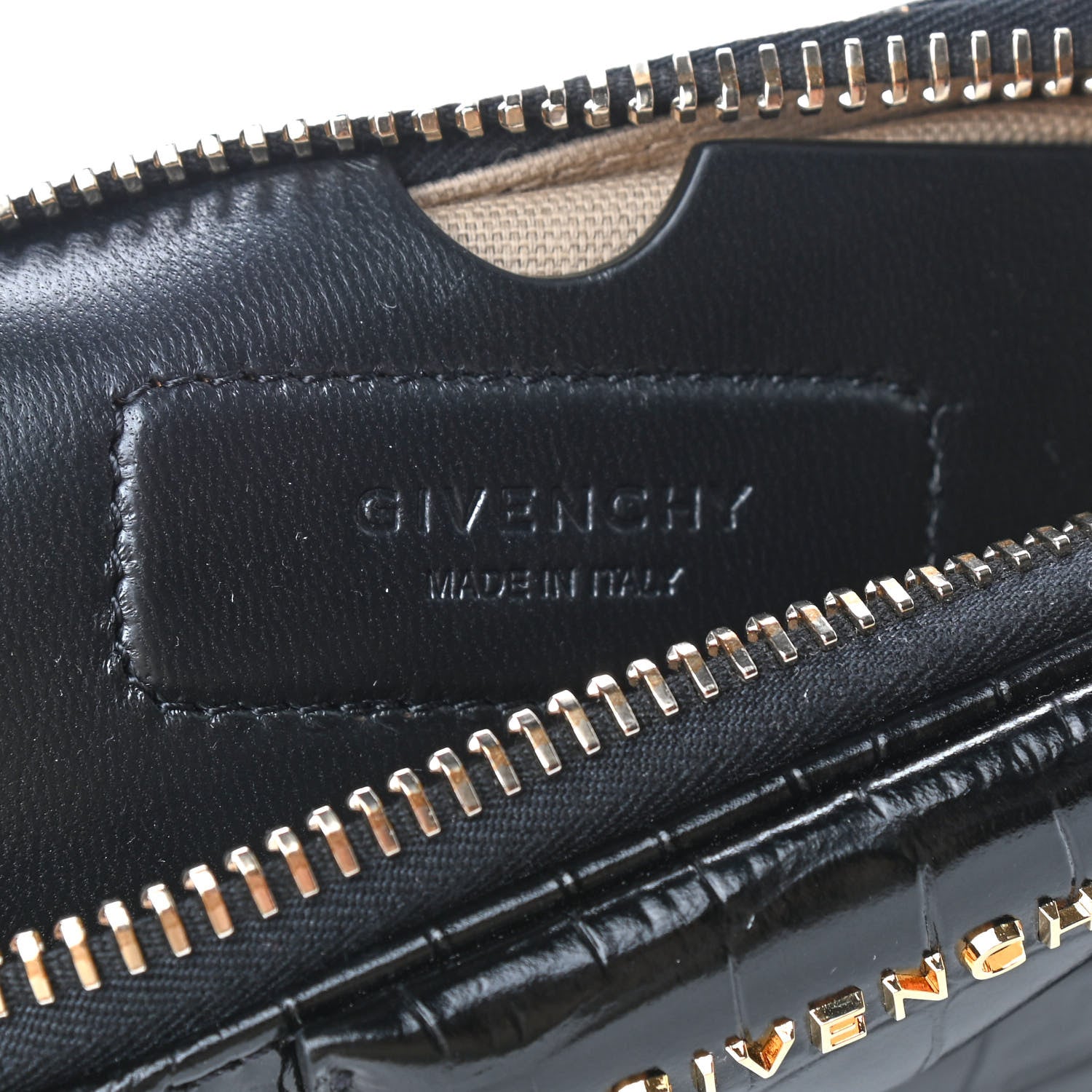 Givenchy Calfskin Crocodile Embossed Nano Antigona Black 6 of 9