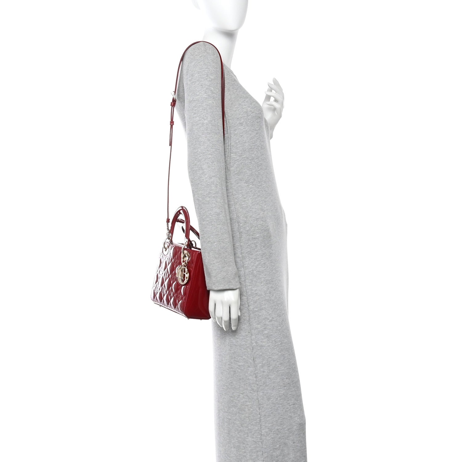 Christian Dior Patent Cannage Small Lady Dior Cherry Red 2 of 9