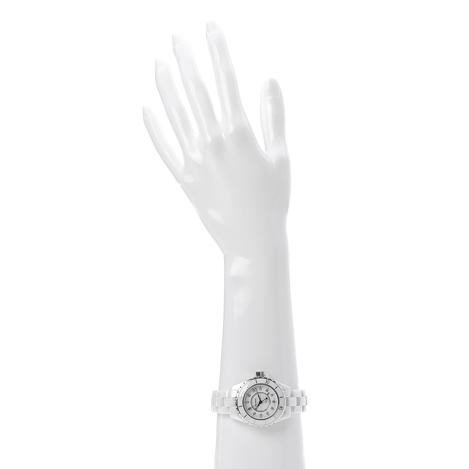 Chanel Stainless Steel Ceramic Diamond 33mm J12 Quartz Watch White 2 of 5