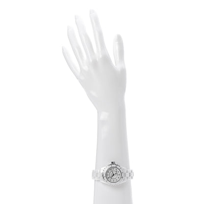 Chanel Stainless Steel Ceramic Diamond 33mm J12 Quartz Watch White 2 of 5