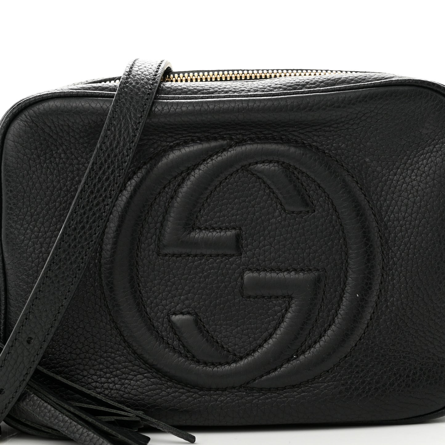 Pebbled Calfskin Small Soho Disco Bag Black