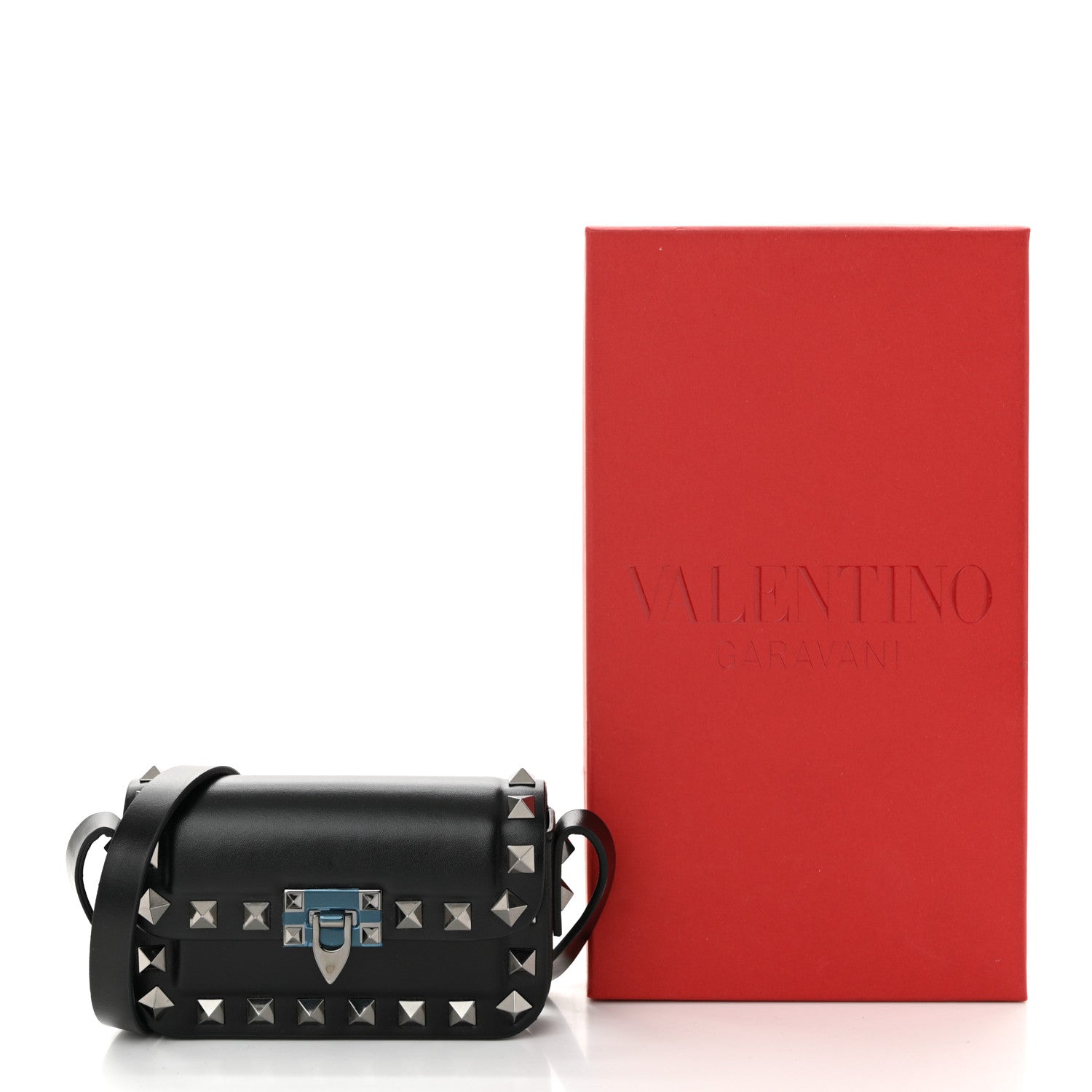 Valentino Garavani Vitello Mini Rockstud Flip Lock Shoulder Bag