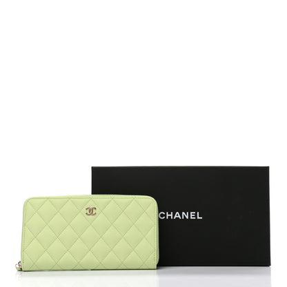 Chanel Caviar Quilted Large Gusset Zip Around Wallet Light Green 10 of 10
