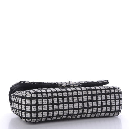 Chanel Ribbon Tweed Medium Double Flap Black White 4 of 8