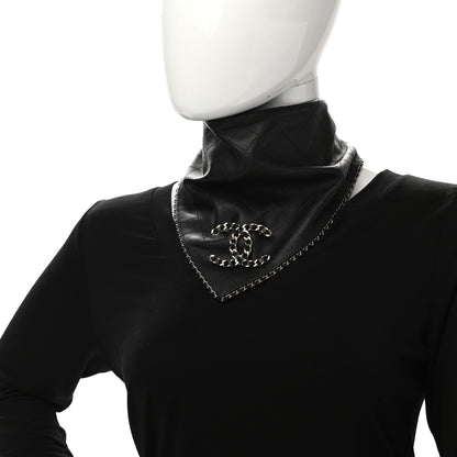 Chanel Lambskin Calfskin Chain CC Bandana Black Gold 2 of 11