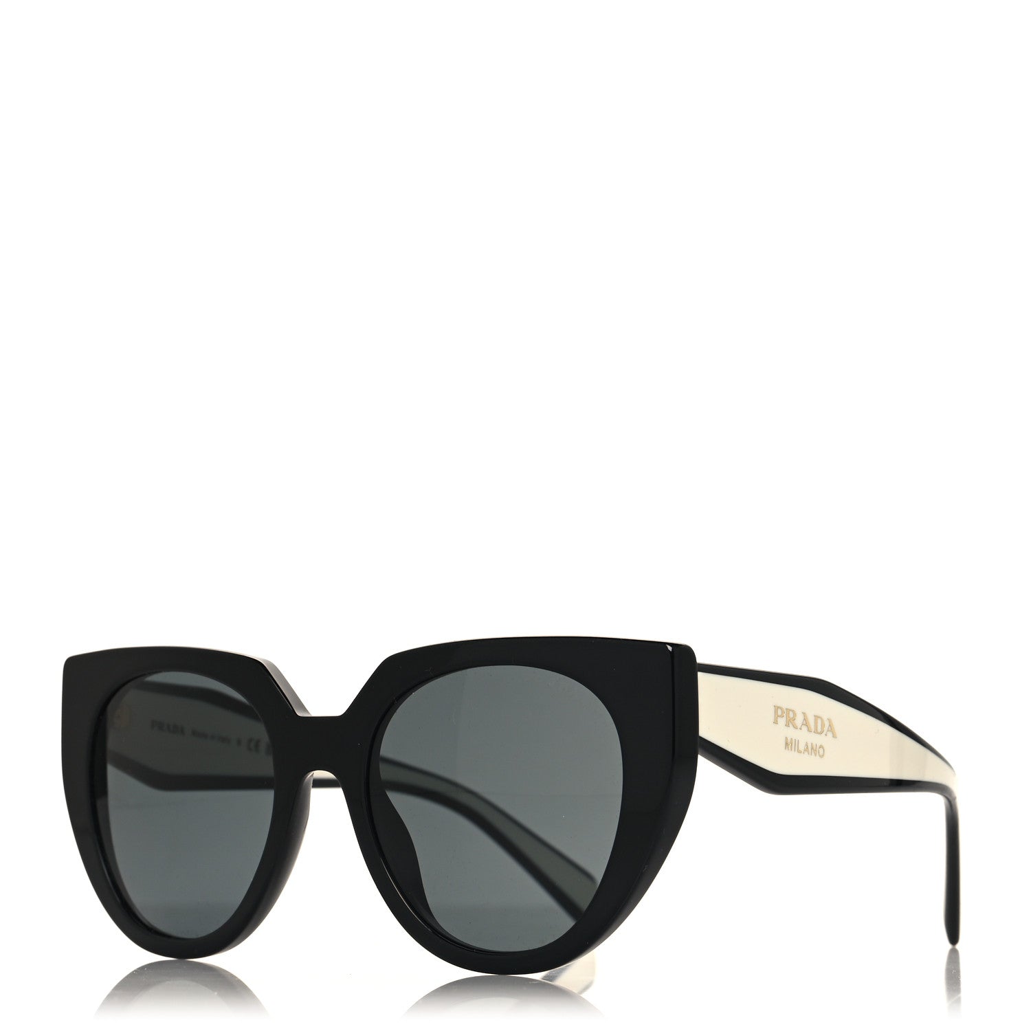 Prada Acetate Square Sunglasses SPR 14W Black White 1 of 7