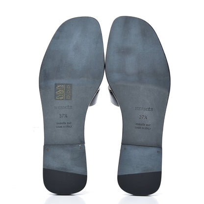 Hermes Box Calfskin Oran Sandals 37.5 Black 5 of 8