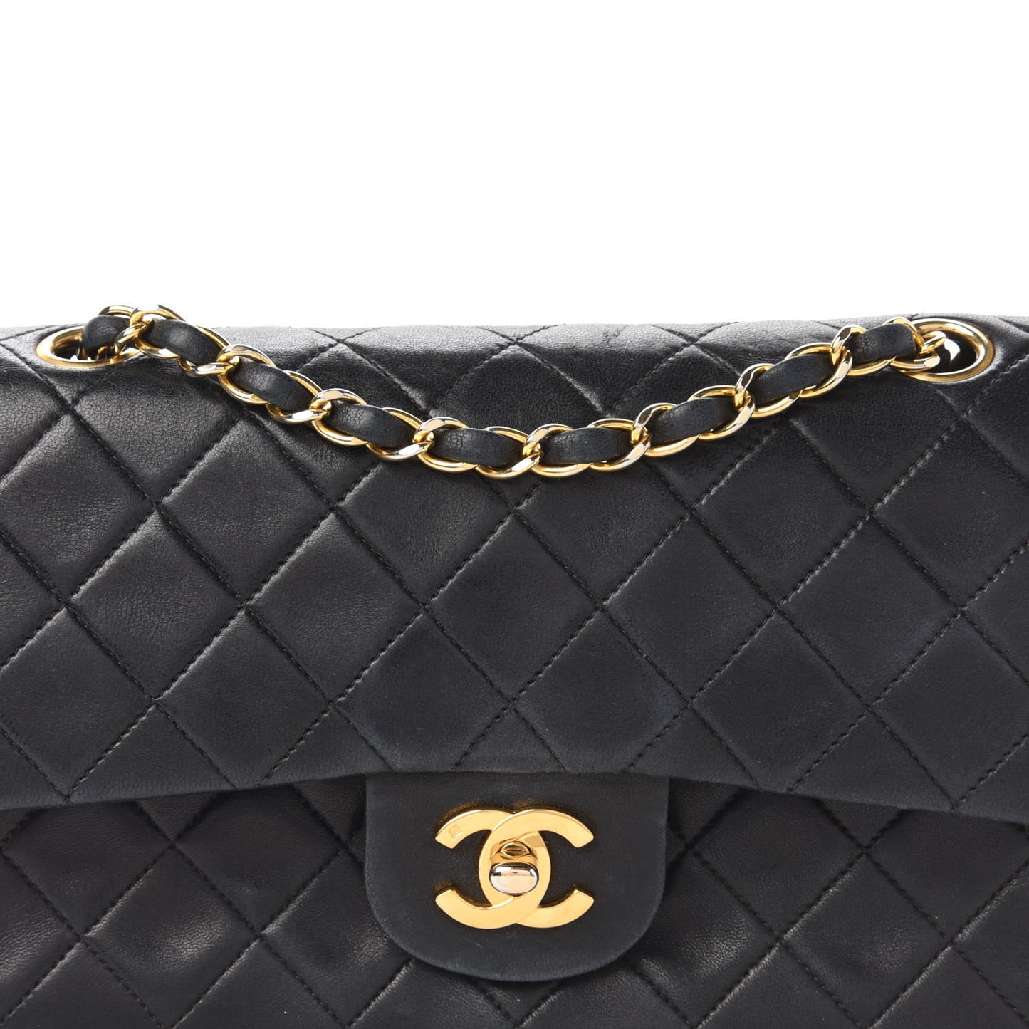 Lambskin Quilted Small Double Flap Black