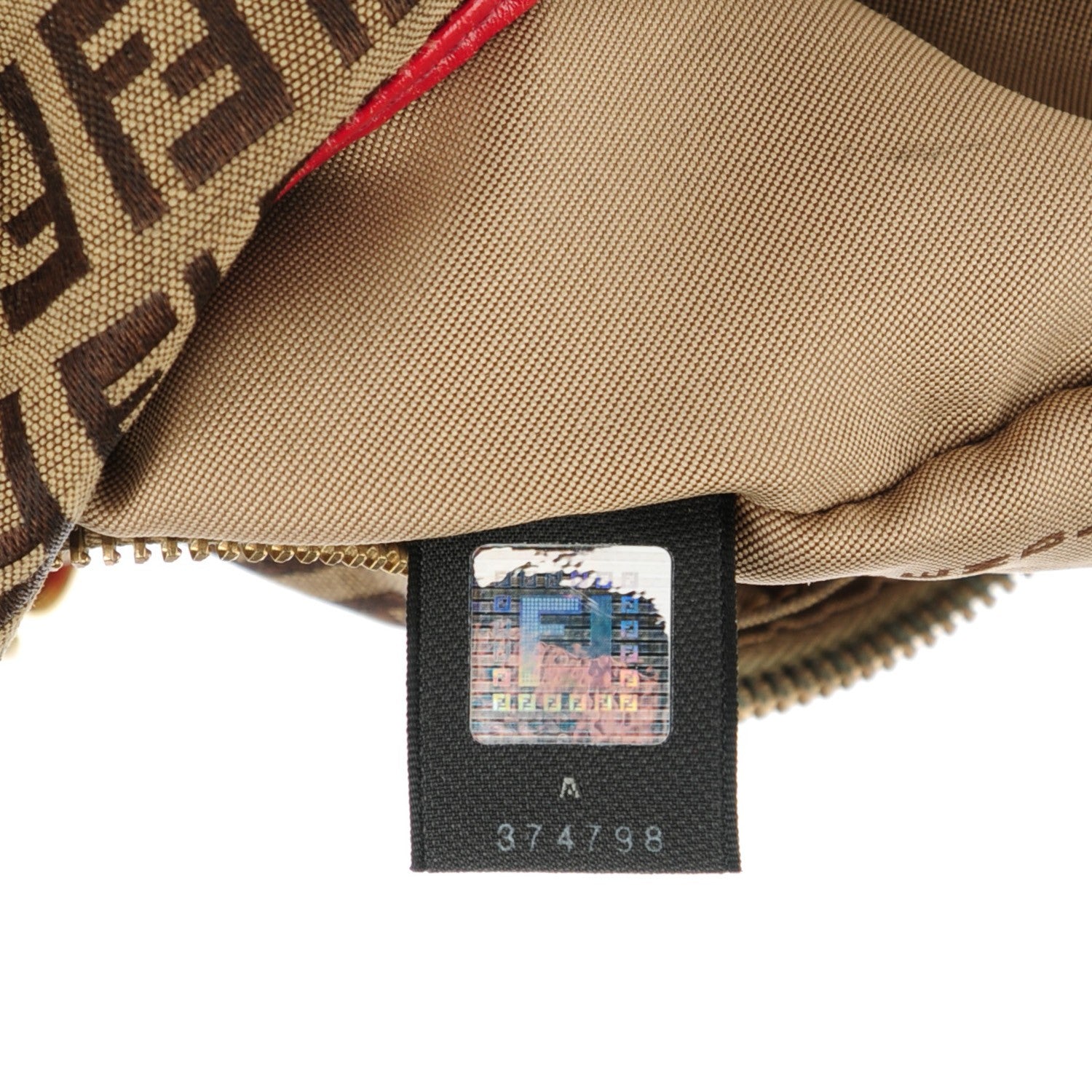 Fendi Zucchino Cuoio Chef Hobo Mogano Panna Rosso 8 of 8