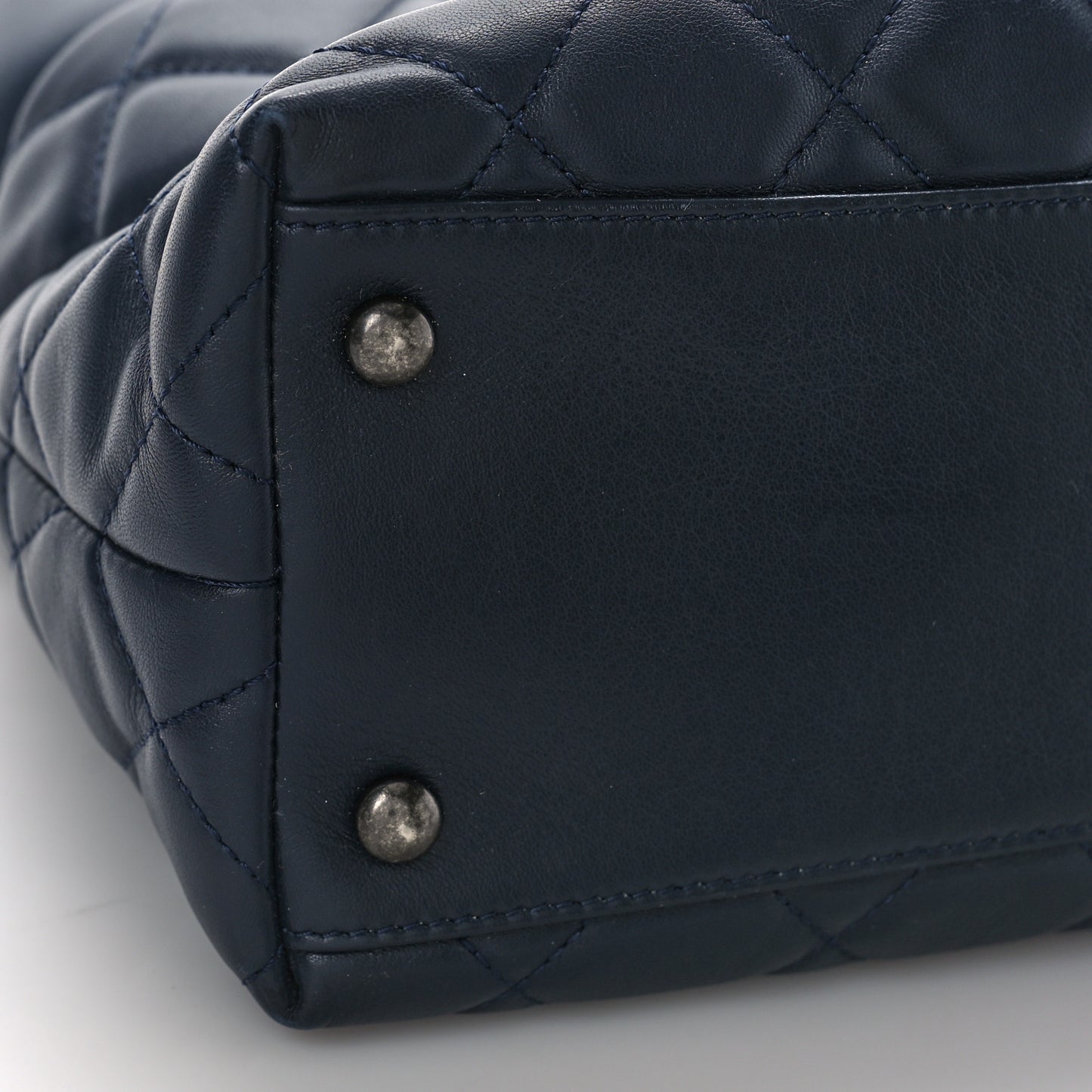 Calfskin Tweed Quilted Small Tote Navy Multicolor