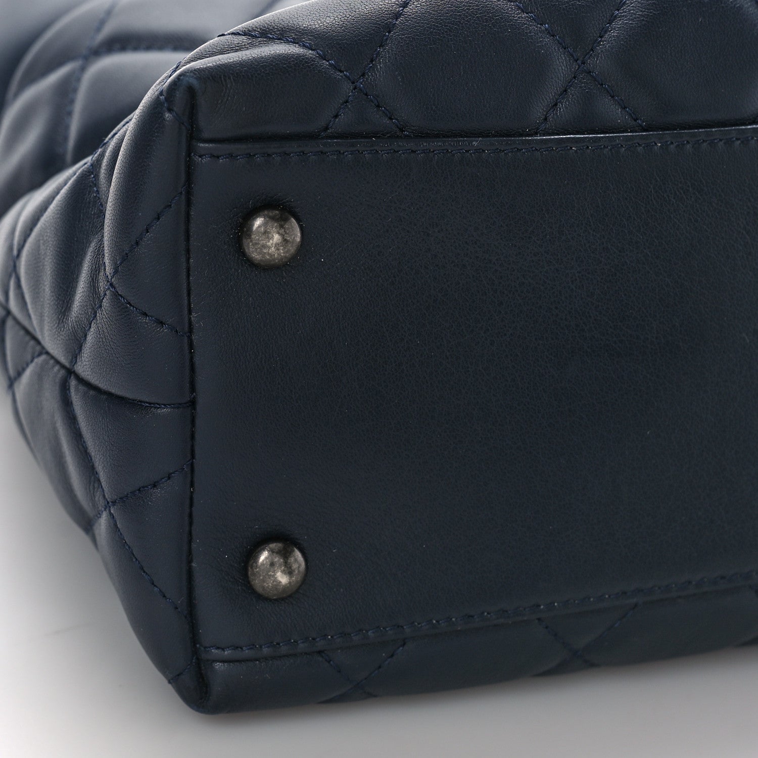 Chanel Calfskin Tweed Quilted Small Tote Navy Multicolor 8 of 9