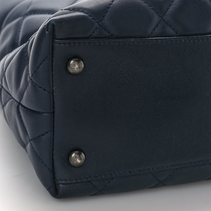 Chanel Calfskin Tweed Quilted Small Tote Navy Multicolor 8 of 9