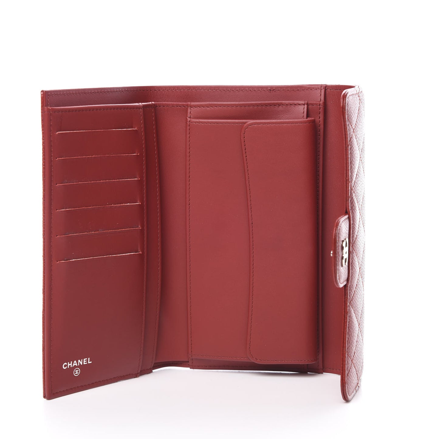 Caviar Quilted Long Flap Wallet Red