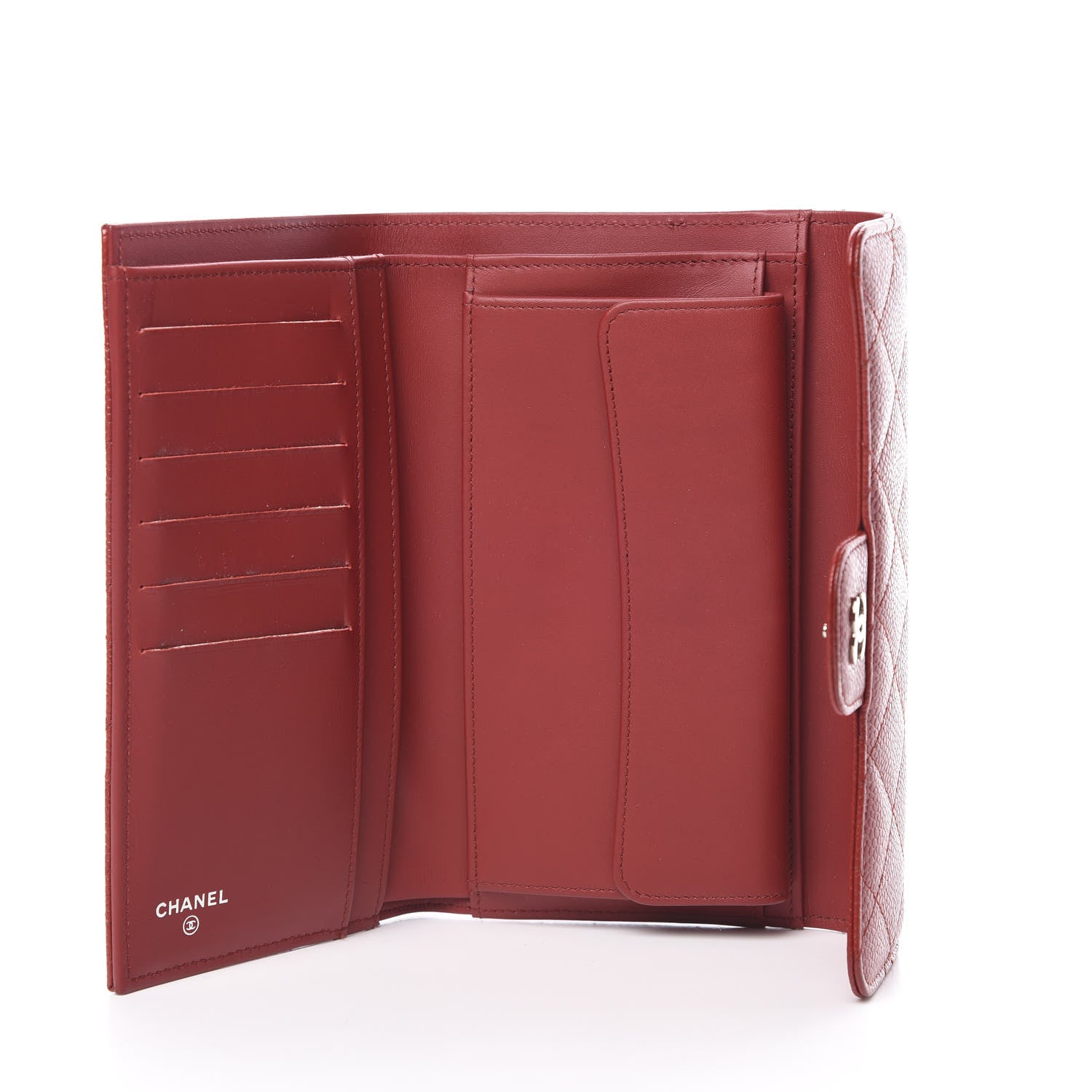 Chanel Caviar Quilted Long Flap Wallet Red 5 of 10