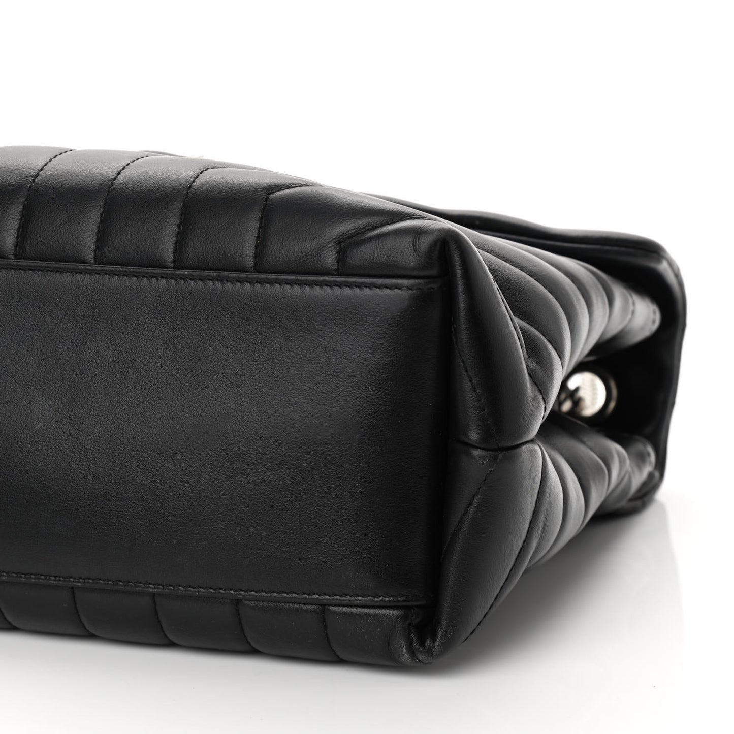 Calfskin Y Quilted Monogram Medium Loulou Chain Satchel Black
