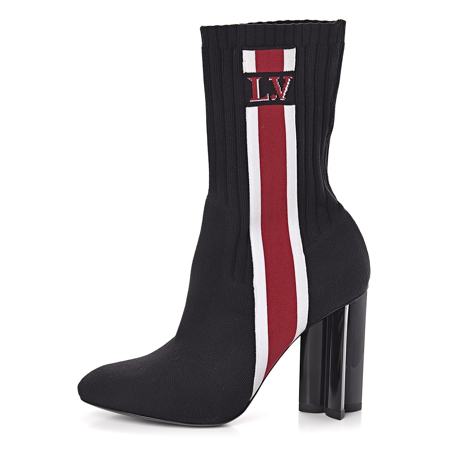 Louis Vuitton Stretch Fabric Heart Sock Ankle Boots 38 Black 1 of 9