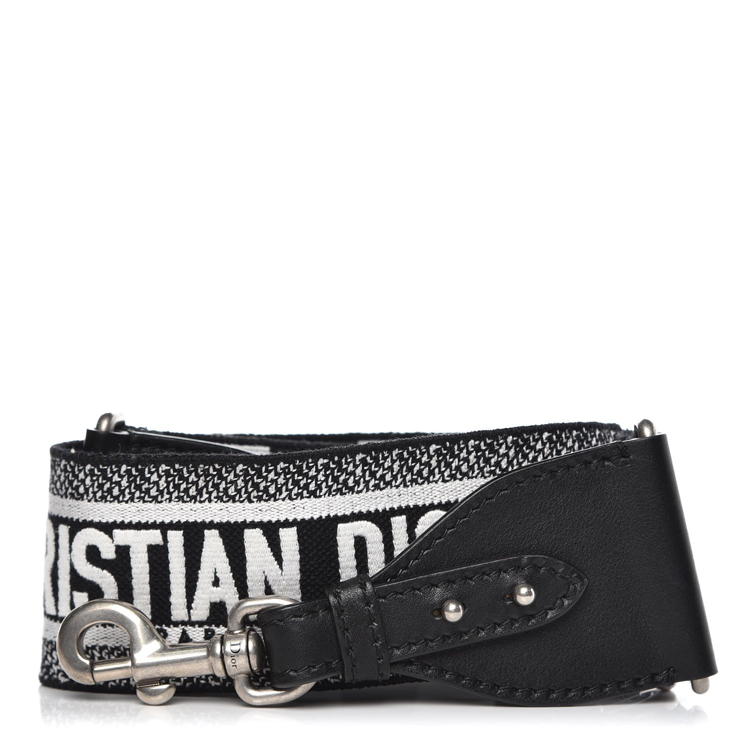 Christian Dior Canvas Embroidered Shoulder Strap Black White 1 of 5