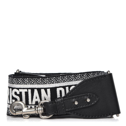 Christian Dior Canvas Embroidered Shoulder Strap Black White 1 of 5
