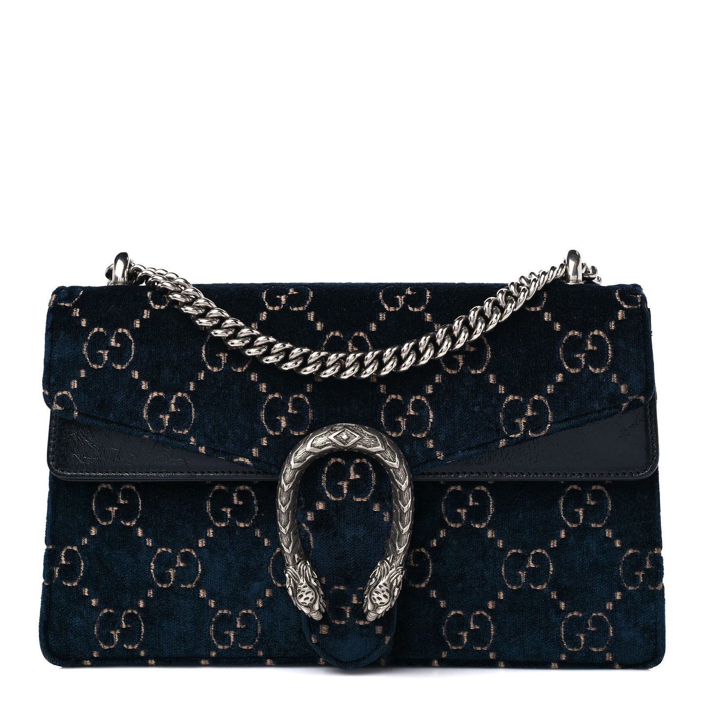 Velvet Skipper GG Monogram Small Dionysus Shoulder Bag Blue Beige Black