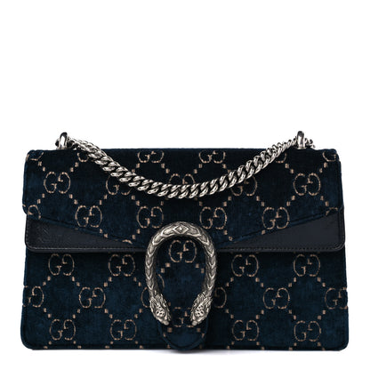 Gucci Velvet Skipper GG Monogram Small Dionysus Shoulder Bag Blue Beige Black 1 of 14