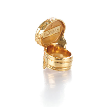 Saint Laurent Glass Cabochon Arty Ovale Ring 6 Gold Cream 3 of 4