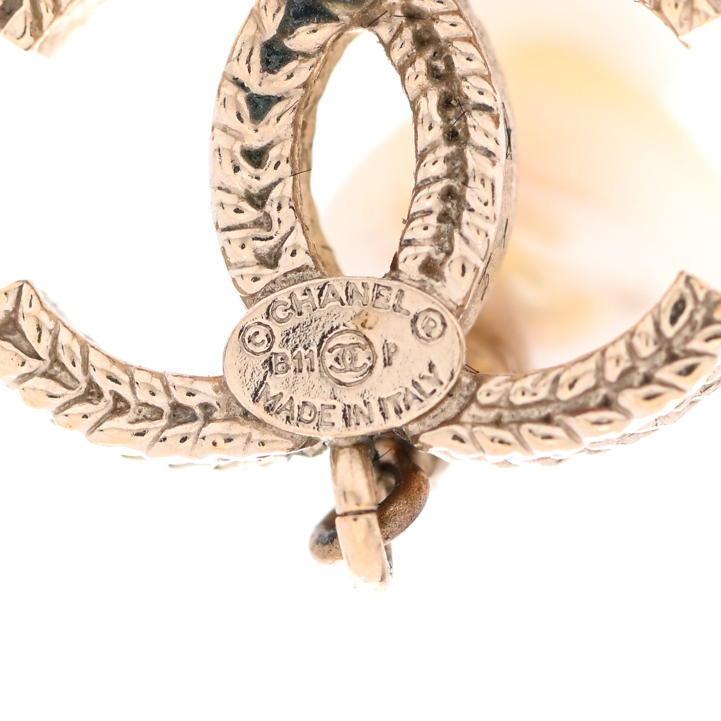 Crystal Pearl CC Drop Leaf Earrings Gold
