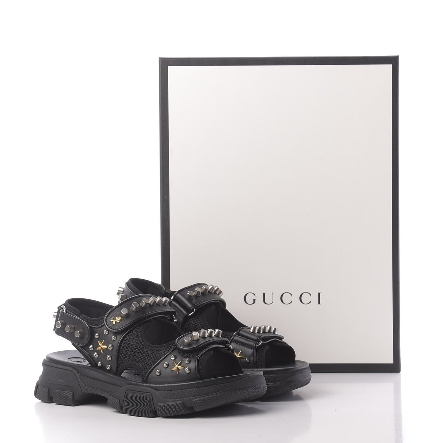 Nappa Mesh Studded Mens Aguru Sandals 7 Black