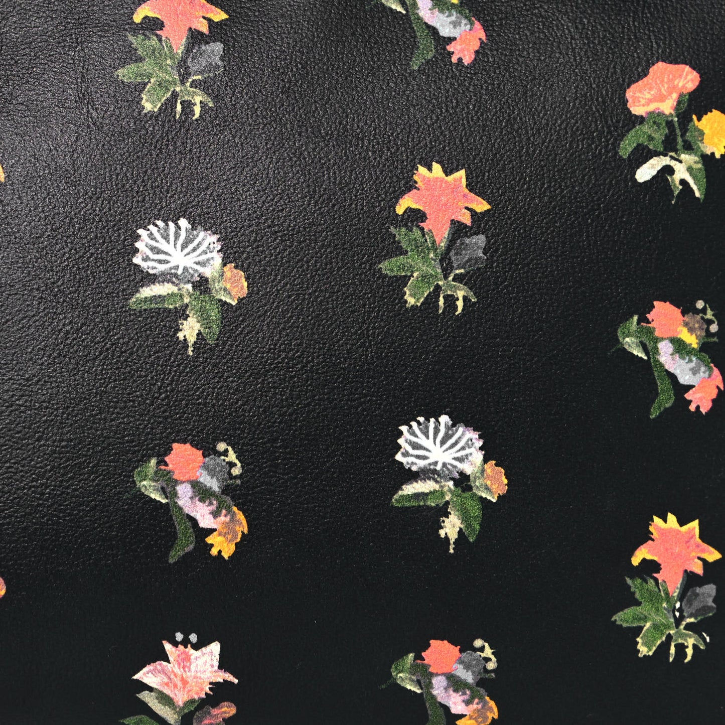Calfskin Flower Printed Small Monogram Crossbody Bag Black Multicolor