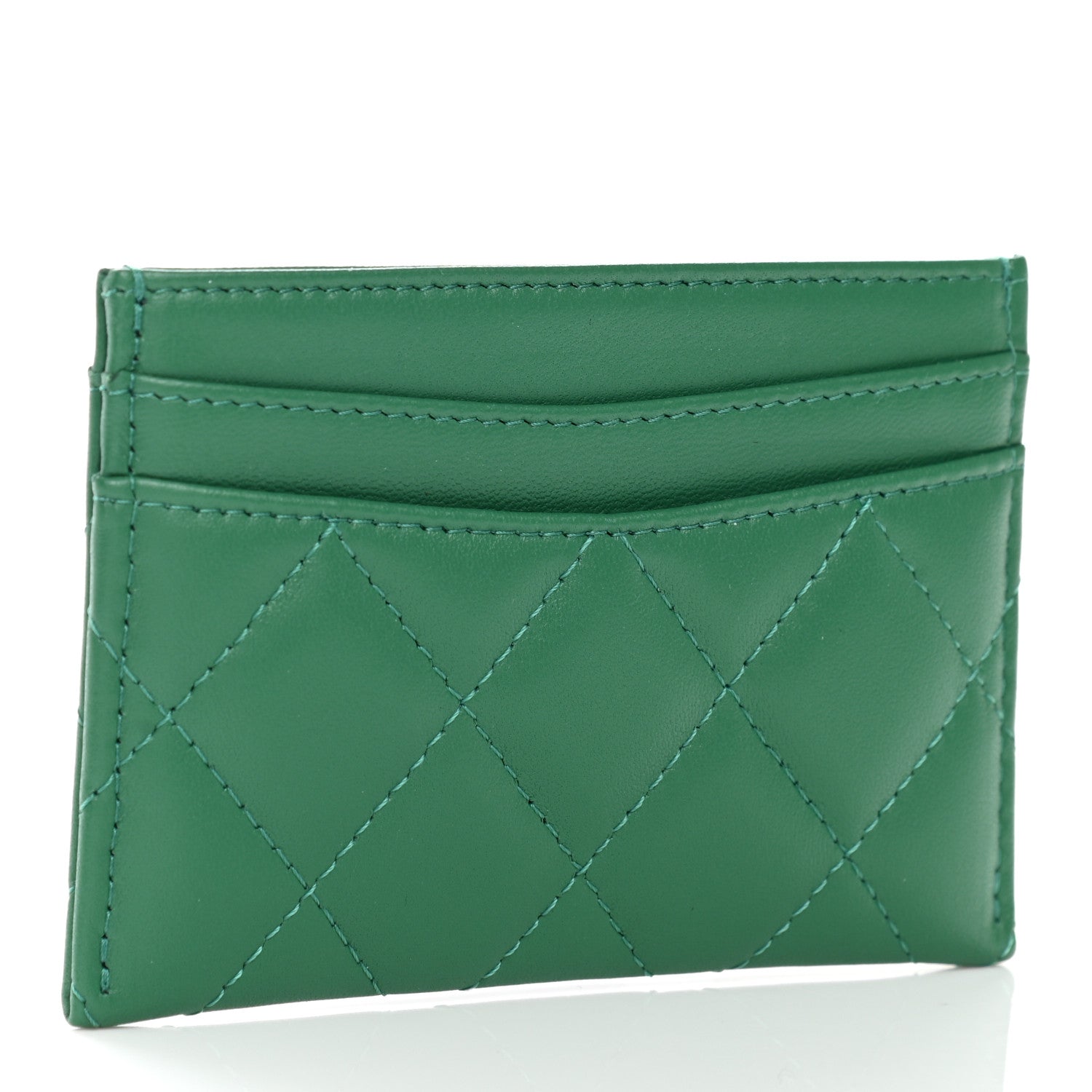 Chanel Lambskin Quilted Card Holder Green 3 of 9