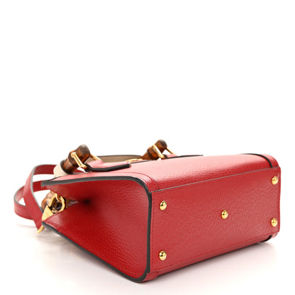 Gucci Textured Dollar Calfskin Web Mini Diana Tote Bag Red 4 of 10