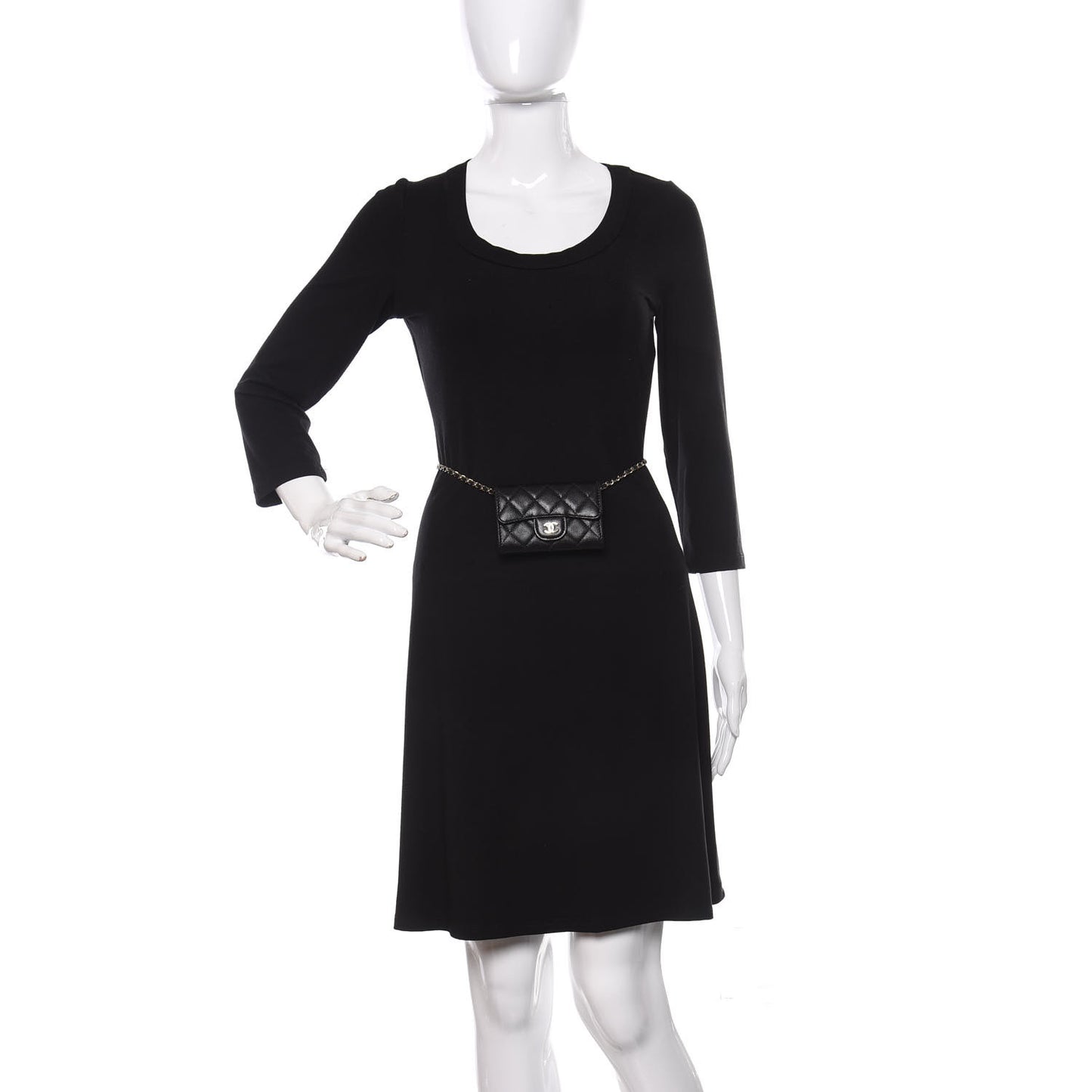 Caviar Quilted Flap Classic Belt Bag Black