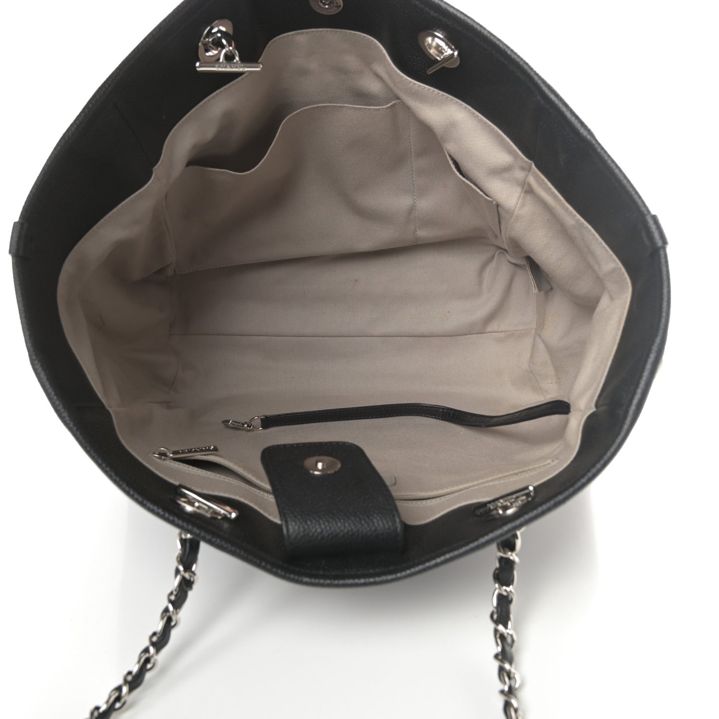 Glazed Calfskin Small Deauville Tote Black