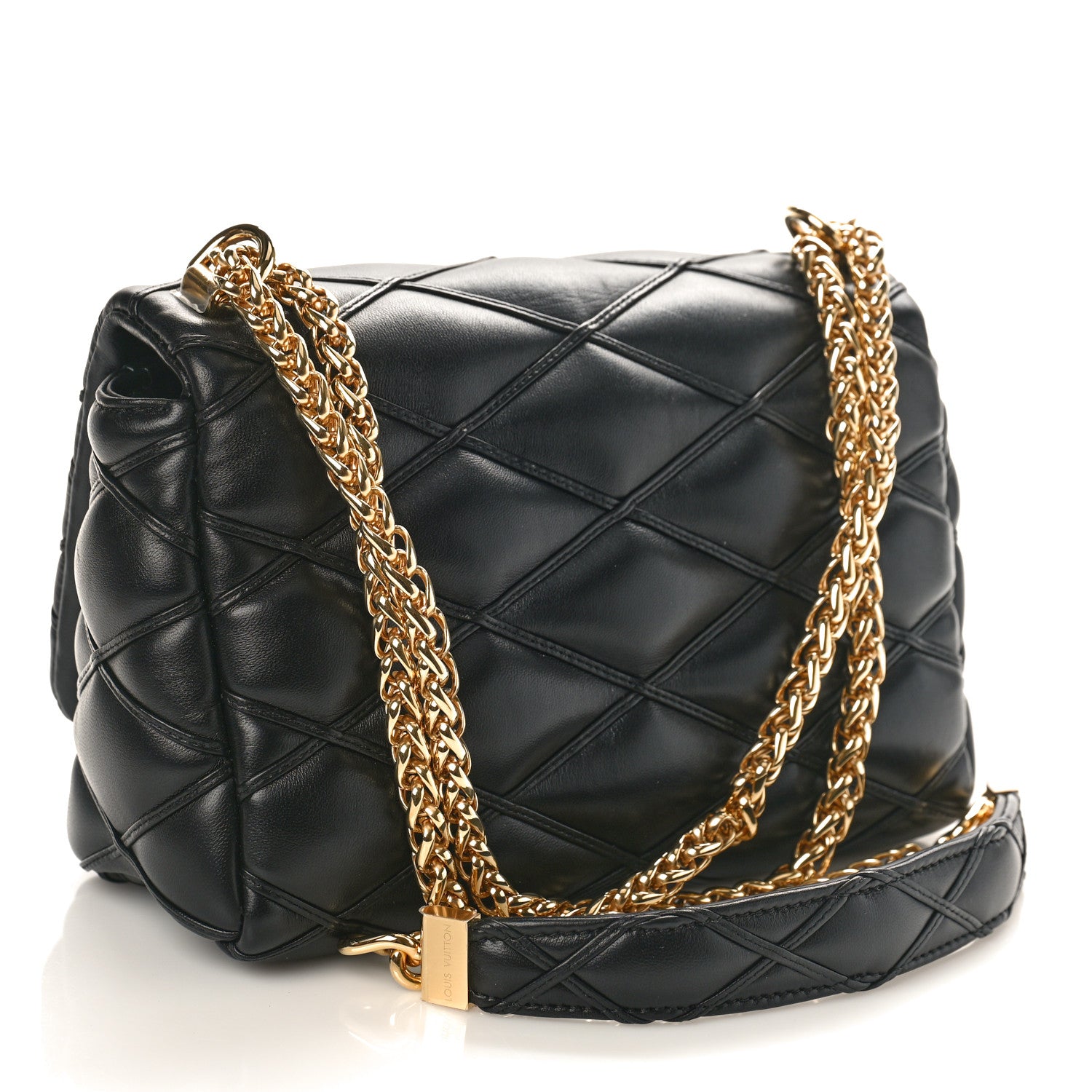 Louis Vuitton Lambskin Malletage Top Handle GO-14 MM Black 2 of 8