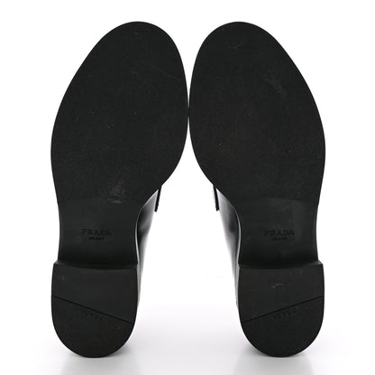 Prada Spazzolato Metal Triangle Logo 50mm Loafers 40 Black 5 of 18