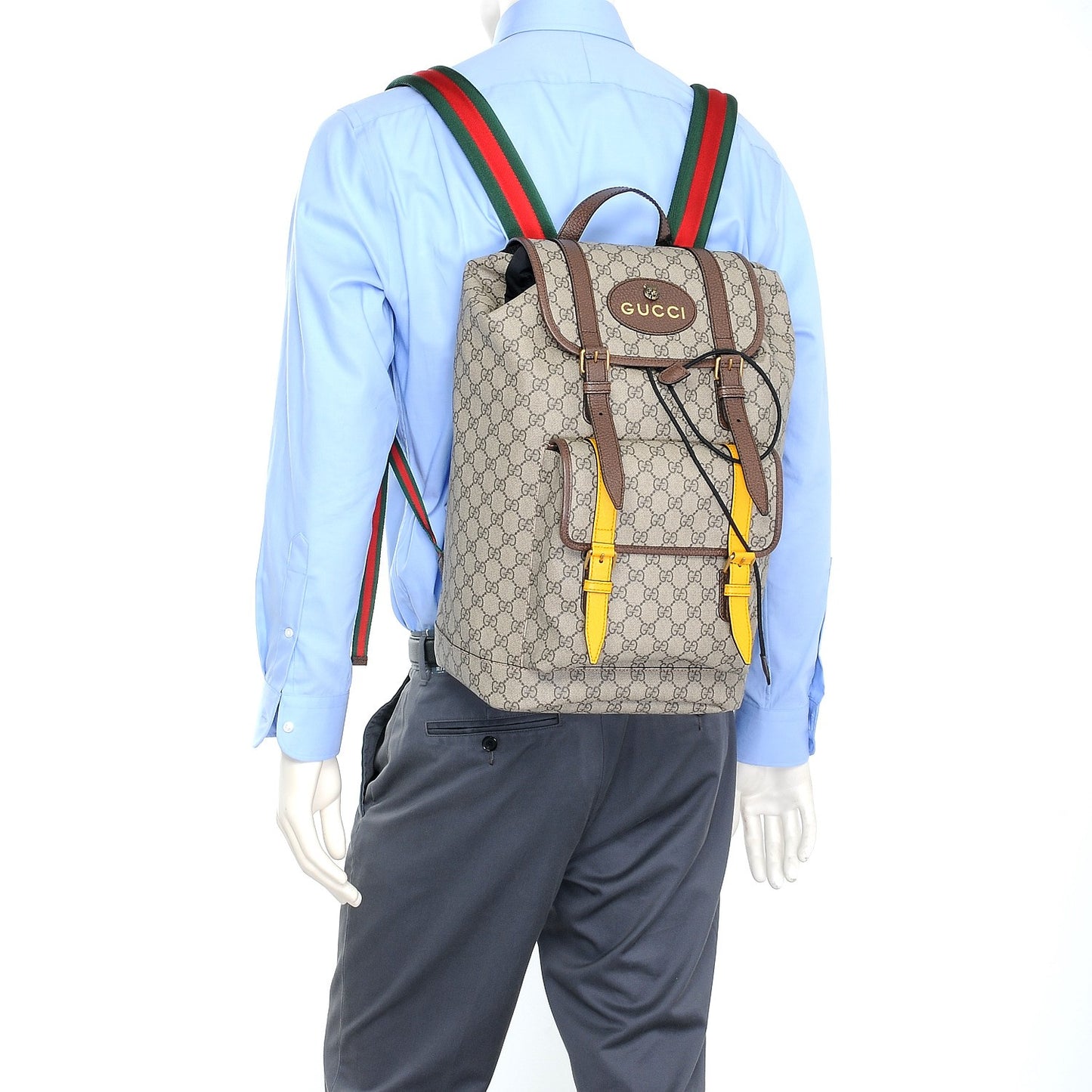 Soft GG Supreme Monogram Neo Vintage Double Buckle Backpack Beige New Acero Crop