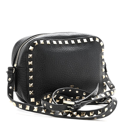 Valentino Garavani Pebbled Calfskin Rockstud Camera Crossbody Bag Black 3 of 11