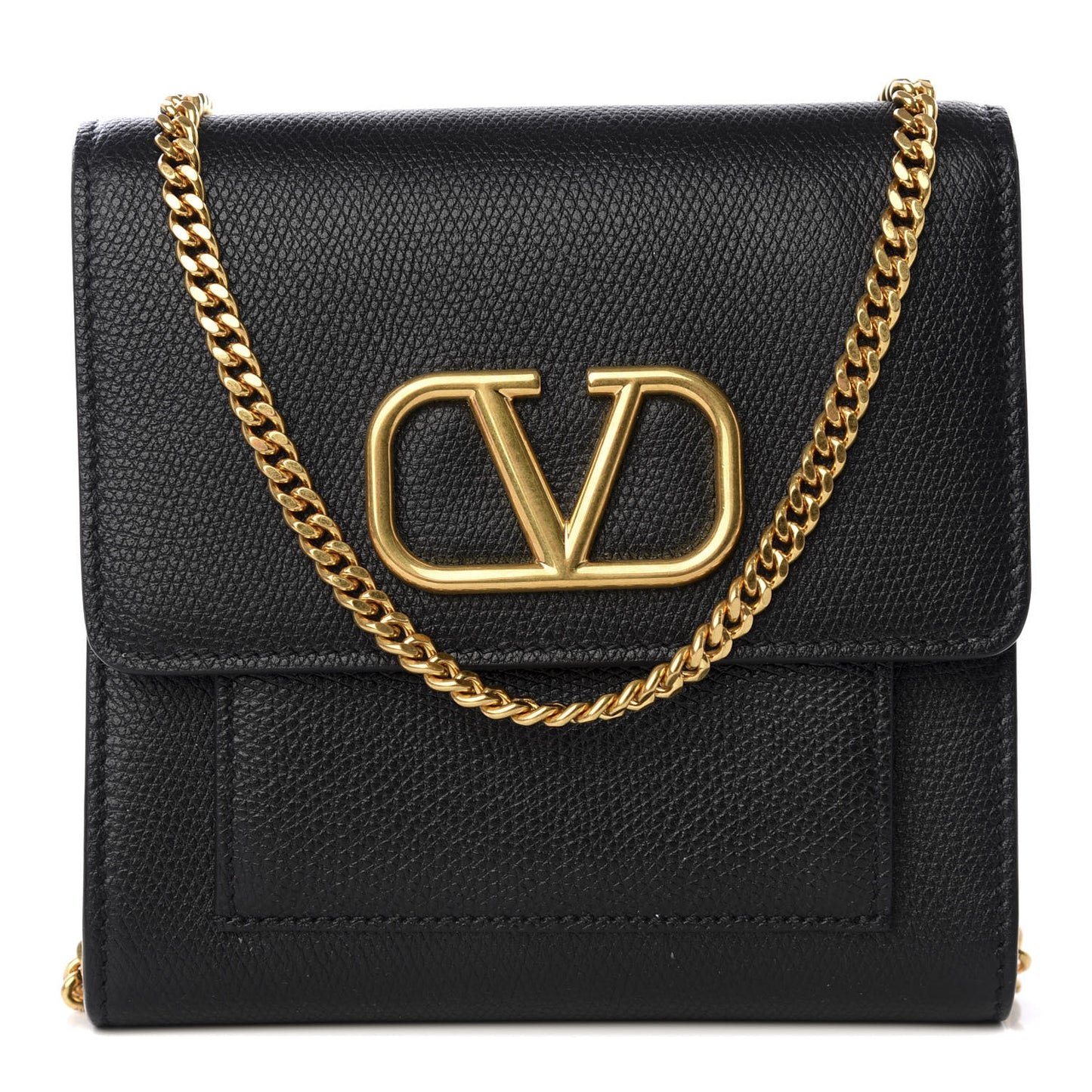Calfskin VLogo Crossbody Bag Black