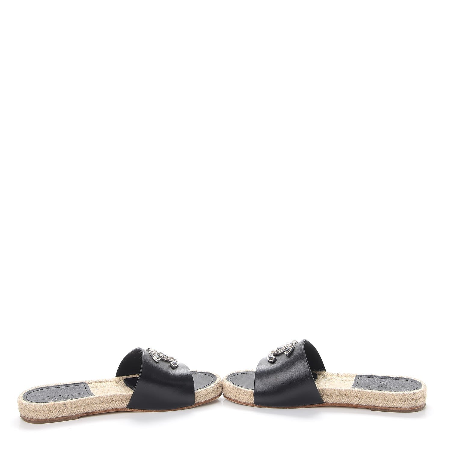 Chanel Calfskin Gripoix CC Espadrille Sandals 35.5 Black 5 of 12