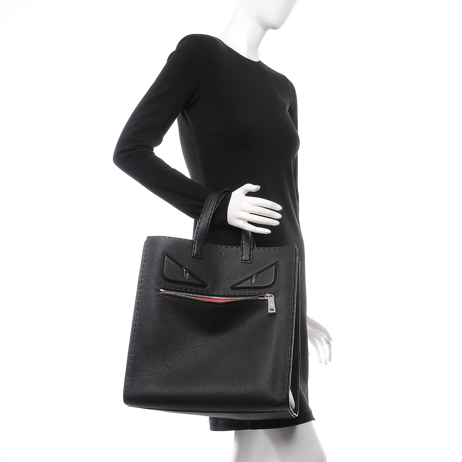 Fendi Cuoio Romano Selleria Monster Eyes Tote Black 2 of 7